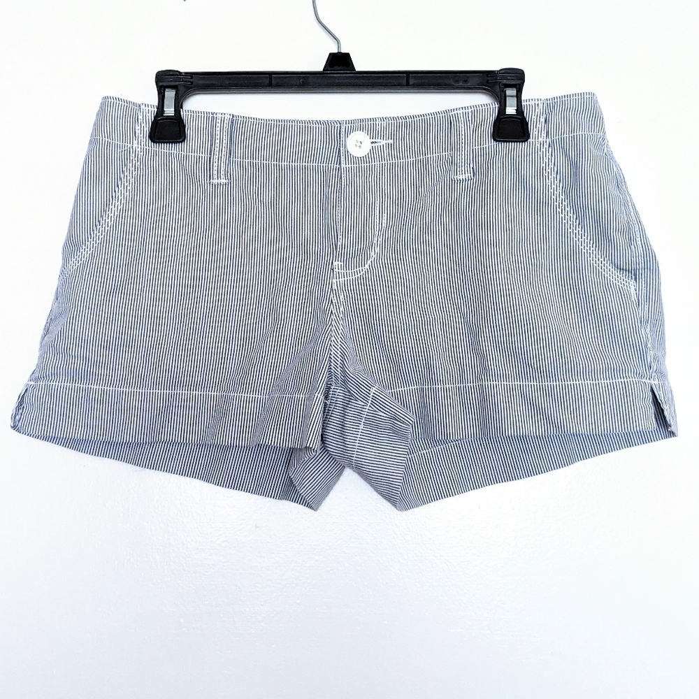 So Blue and White Pinstripe Shorts